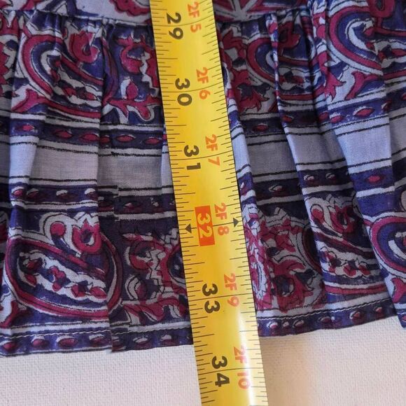 Cleobella Womens Cade Blue Wine Boho Style Delhi Print Tie Belt Ruffle Dress Siz - Picture 9 of 12